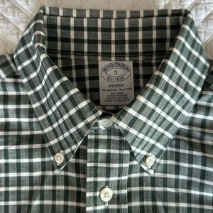 Brooks Brother Regent Fit Small Plaid Button Down Dress Shirt Supima Non-Iron